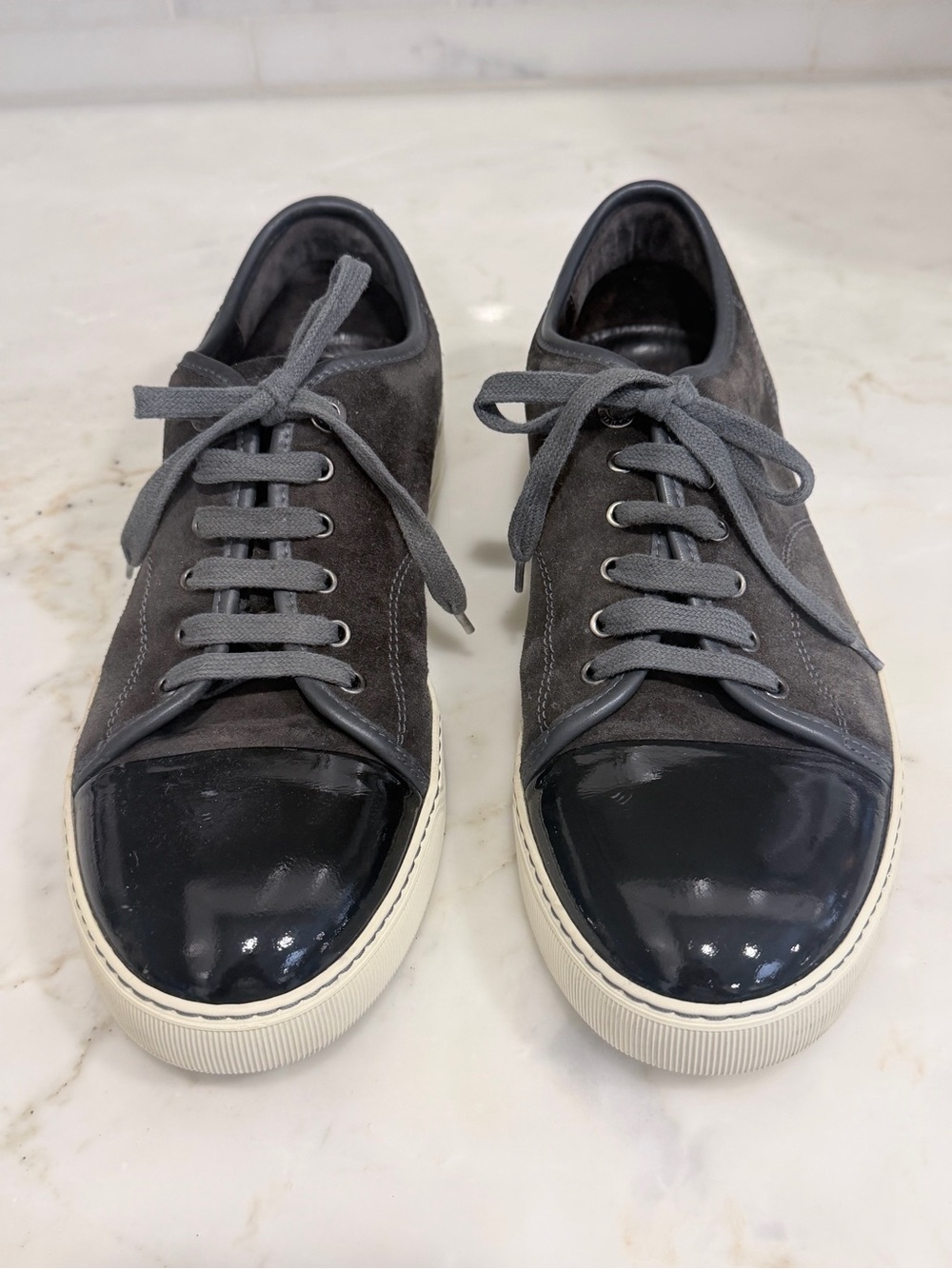 LANVIN DBB1 SNEAKERS IN PATENT LEATHER AND SUEDE
